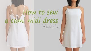 DIYCami midi dress  TUTORIAL  SEWING PATTERN [upl. by Noet]