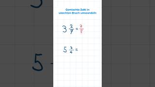 Gemischte Zahl in Bruch umwandeln shorts maths mathematik [upl. by Guyon]