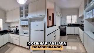 Cozinha Planejada em L  100 em MDF Branco TX  Planeta Moveleiro [upl. by Sidnak]