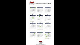 Calendario Laboral 2019  Festivos nacionales 2019 [upl. by Paul]