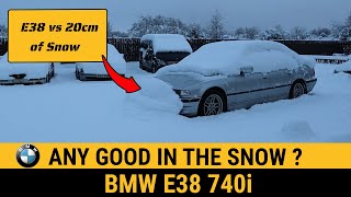 Can a BMW E38 740i drive through 20cm of snow M62TU Winter driving M62 modern classics [upl. by Aloel]