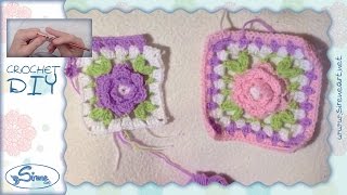 Tutorial Uncinetto ❀ Mattonella con fiore 3D 3D flower block ❀ 22 [upl. by Nya]