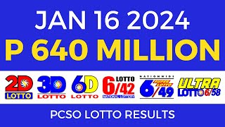 Lotto Result January 16 2024 9pm PCSO [upl. by Waly]