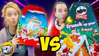 ADVENTSKALENDER BATTLE  PRINGELS vs KINDER ÜBERRASCHUNG Adventskalender [upl. by Llenyt75]