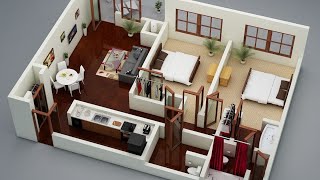 2BHk latest modern house plan design ideas 2019  3D 2Bhk house plans [upl. by Lorant]