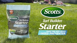 How to Use Scotts® Turf Builder® Starter® Food For New Grass Plus Weed Preventer [upl. by Anitsirhk158]