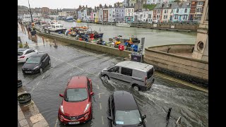 Flooding beneath the town bridge at Weymouth Harbour [upl. by Wexler83]