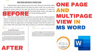 One Page and Multi Pages View in Microsoft Word Urdu  Hindi [upl. by Nhguav416]