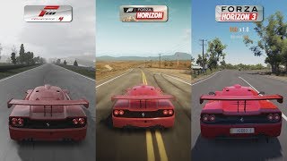 Forza 4 vs Forza Horizon vs Forza Horizon 3  Ferrari F50 GT Sound Comparison [upl. by Gavrilla]