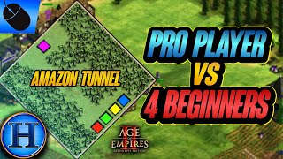 Professional Player vs 4 Beginners On AMAZON TUNNEL  AoE2 [upl. by Natika]