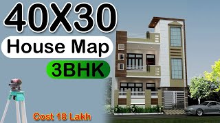 4030 House Plan  4030 House Design  40 by 30 House Map  1200 Sqft Map  Girish Architecture [upl. by Begga]