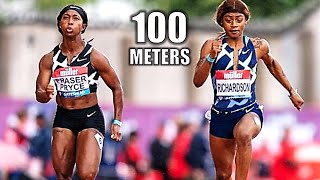 ShaCarri Richardson VS ShellyAnn FraserPryce  Historic Womens 100 Meter Clash [upl. by Atilegna]