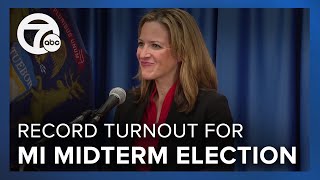 Jocelyn Benson speaks following successful 2022 Michigan Midterm Election [upl. by Fernande]