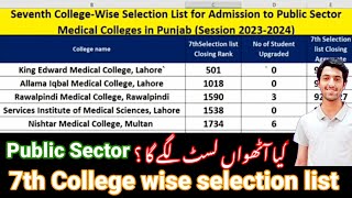 UHS 7th Selection College Wise list for MBBS  UHS 7TH MERIT LISTatentrytest [upl. by Poore3]