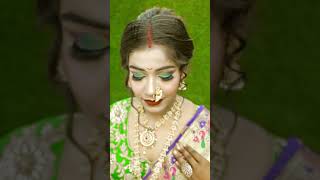 Maharashtrian Bridal Makeup  colourful eye makeup [upl. by Cecilio676]