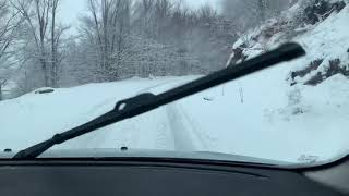 Driving in the snow National park Galicica [upl. by Chessa]