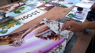 Street Artist Quickly Paints Beautiful Landscape  984976 [upl. by Terris]