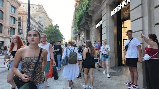 4K Barcelona Tour Rambla to Passeig de Gracia August 2024 4KUHD [upl. by Goldshlag660]