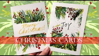 Watercolor Christmas Cards Tutorial For Beginners Real Time Demo Loose greens [upl. by Naeerb]