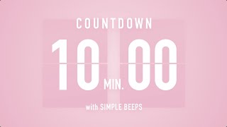 10 Min Countdown Flip Clock Timer  Simple Beeps 🌸🔔 [upl. by Okun653]