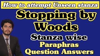 Stopping by woods on a snowy night paraphrasetheme figure of speechStanza wise Question Answer [upl. by Lamej]