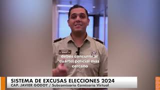 Carabineros explica proceso trámite de excusa para elecciones 2024 [upl. by Notirb319]