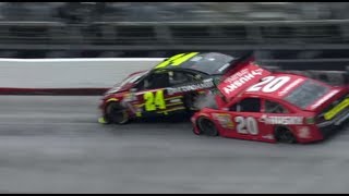 Jeff Gordon blows a tire and collects Matt Kenseth at Bristol [upl. by Gaidano]