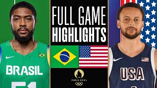 USA vs BRAZIL FULL GAME HIGHLIGHTS  2024 Paris Basketball Olympic Games QuarterFinals  NBA 2K24 [upl. by Fleisher223]