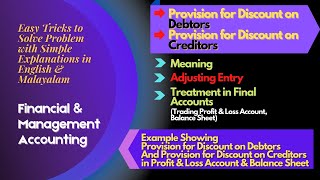 Provision for Discount on Debtors amp Creditors Meaning Adjustment Entry Treatment in FinalAccounts [upl. by Ojyram]