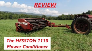 Review  The Hesston 1110 Sickle Mower Conditioner Haybine [upl. by Ahsikyw]