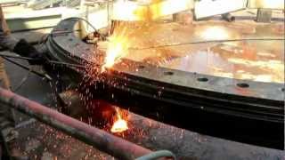 Thermal Lance In Action  Scrapping a 2 million dollar FPSO turret bearing [upl. by Lajes]