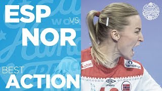 Stine launches a stinging shot from nine meters into the net  Womens EHF EURO 2018 [upl. by Soilisav]