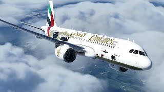 Fly Emirates A320 flying from Abu Dhabi Intl Airport to Dubai intl Airport [upl. by Namialus47]