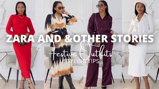 ZARA and ampOTHER STORIES HAUL  Festive Outfits  Styling Tips [upl. by Xyla]