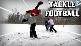 BACK YARD TACKLE FOOTBALL IN THE MIDDLE OF A SNOW STORM [upl. by Merwyn951]