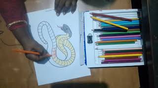 Today i will color big snake drawing [upl. by Aiuqet]