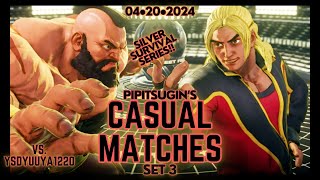 SFVPipitsugins Ranked Matches Set 3 vs Zangief 04•20•2024 Silver Survival Series [upl. by Ecnadnak]