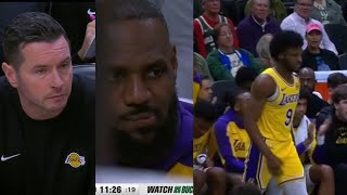 LBJ amp JJ REDICK looked concerned WATCHING BRONNY struggle ON FLOOR [upl. by Araccot751]