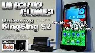 KingSing S2 Black LG G2 Clone UNBOXING KnockOn 44 Kitkat Backside buttons Heart Rate [upl. by Adnarb]