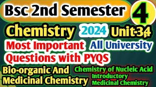 Bsc 2nd Semester Chemistry Important 2024 Bioorganic and Medicinal Chemistry bsc [upl. by Ravi]