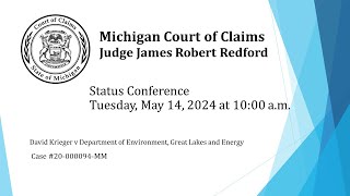 Court of Claims Case 20000094MM David Krieger v Department of Environment Great Lakes and Energy [upl. by Eerolam]