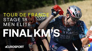 EXCEPTIONAL SPRINT 🔥  Tour de France Stage 18 Final Kilometres  Eurosport Cycling [upl. by Kleiman]