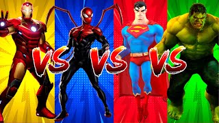 SUPERHERO COLOR DANCE CHALLENGE Iron Man vs Ultimate SpiderMan vs Superman vs Hulk [upl. by Sabra64]