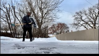 Shovelling a 3 car park driveway full video snow winter cleaningmotivation snowclearing winter [upl. by Celie180]