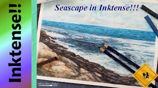 Trying Inktense BlocksDrawing a Seascape [upl. by Peri]