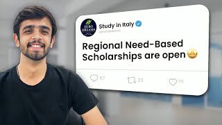 ITALIAN REGIONAL NEED BASED SCHOLARSHIPS ARE OPEN  GET ₹670000 FOR STUDYING IN ITALY 2024 [upl. by Ecertal605]