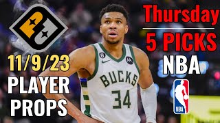 PRIZEPICKS NBA THURSDAY 119 CORE PLAYER PROPS [upl. by Ellette]