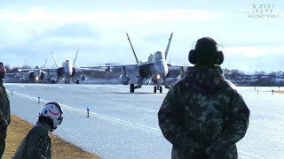 US Marines Refuel Finnish FA18 During Exercise Nordic Response 24 in Norway [upl. by Skye]