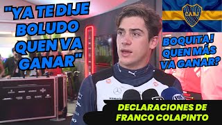 Franco Colapinto confiado en el triunfo Xeneize en el Superclásico de esta tarde F1 radio [upl. by Ellainad]