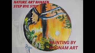 nature art kaise banaye  how to draw nature painting  circle scenery drawing RPP art nature art [upl. by Einaoj]